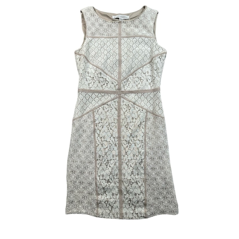 Maggy London Tailored Floral Lace Formal Sleeveless sheath dress size 8